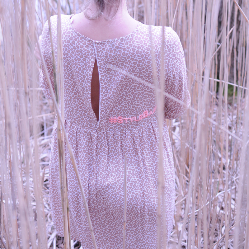 Summer dress %23StyleBabe BEIGE leo print viscose %23StatementFashion "The Message Dress"