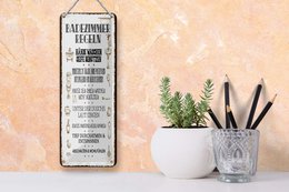 Blechschild Spruch 27x10 cm Badezimmer Regeln 7 Aufgaben Deko Schild