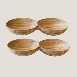 Bowl Walnut Wood Two Compartments