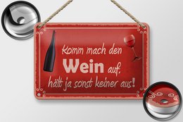 Blikken bordje met de tekst 18x12cm Kom open de wijncadeaudecoratie