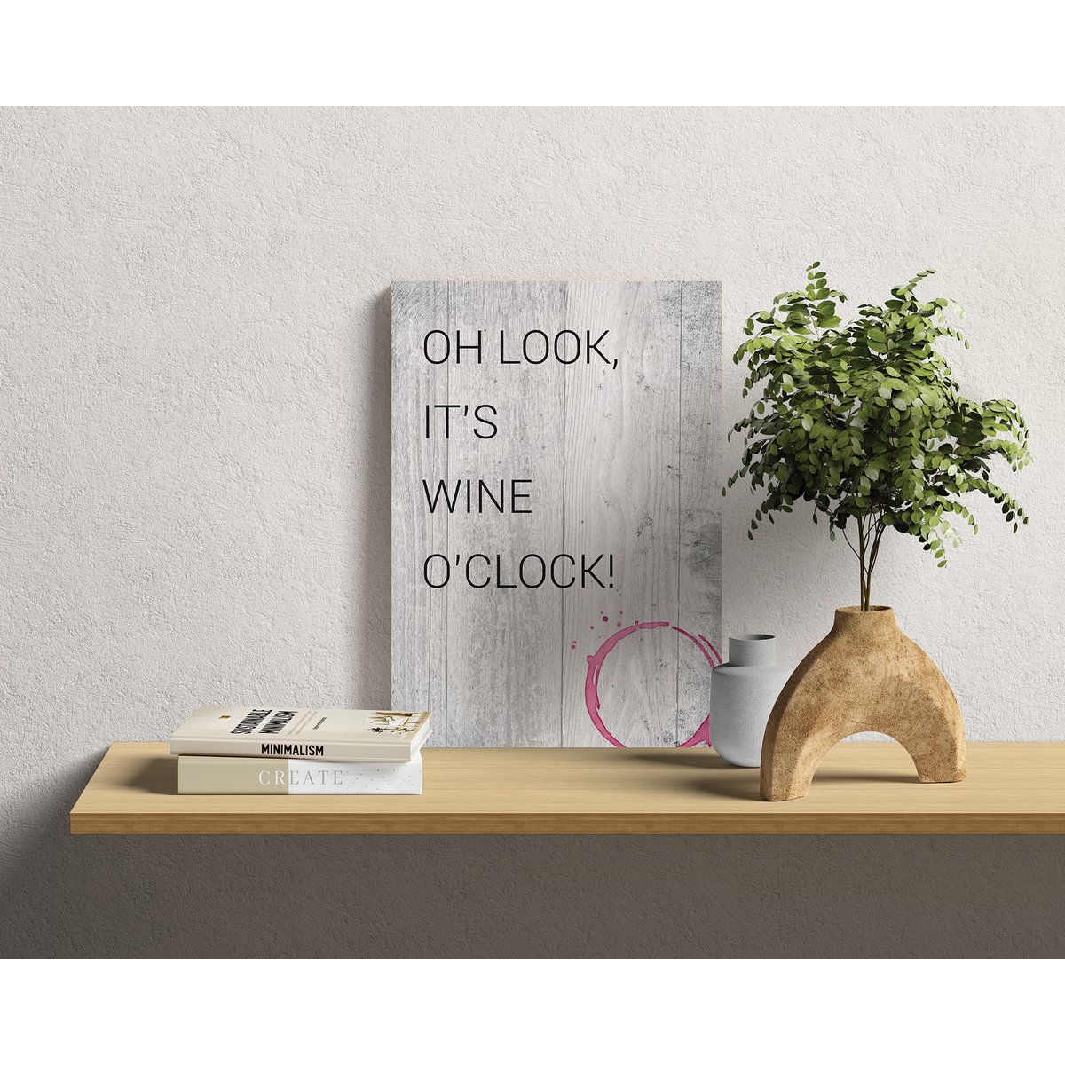 Houten Wandbord: Oh guarda, è vino in punto! - 30 x 42 cm