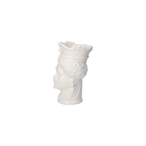 White ceramic man head vase Made in Italy h 20 x Ø 14 cm