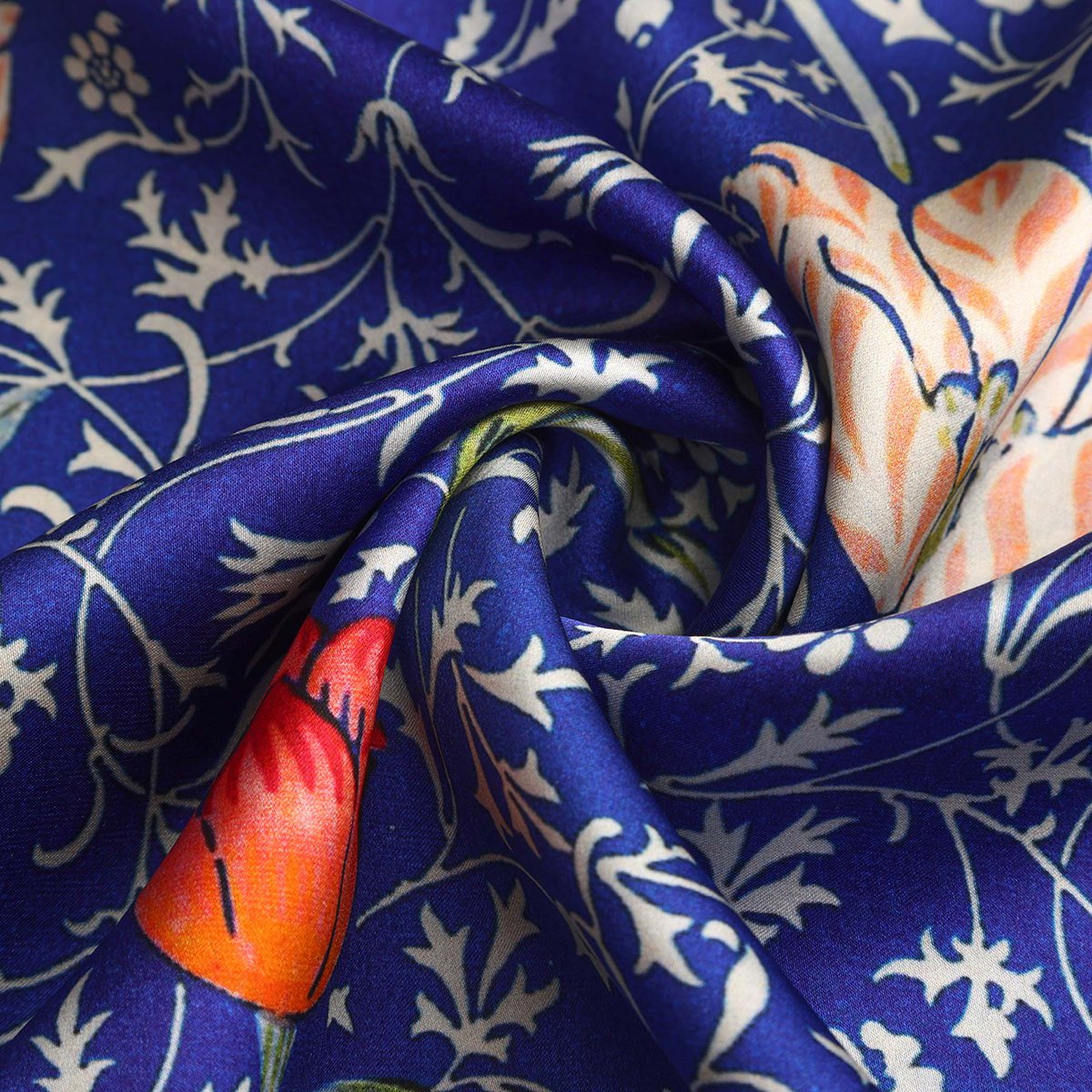 Écharpe en soie bleu floral galata
