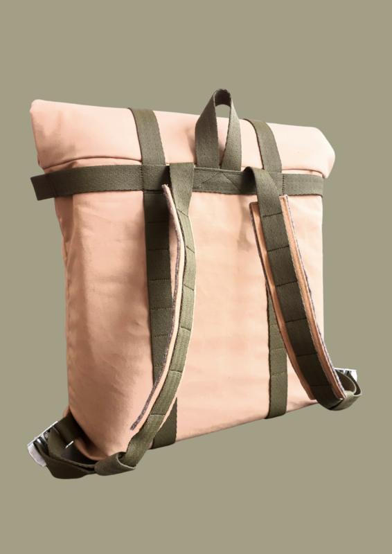 SCHOOL BAG CAT EYES – ECO HEMP »BEACH« SAND-REED GREEN