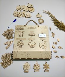 Calendario perpetuo de madera, rastreador de tiempo y clima, regalo Montessori para niños