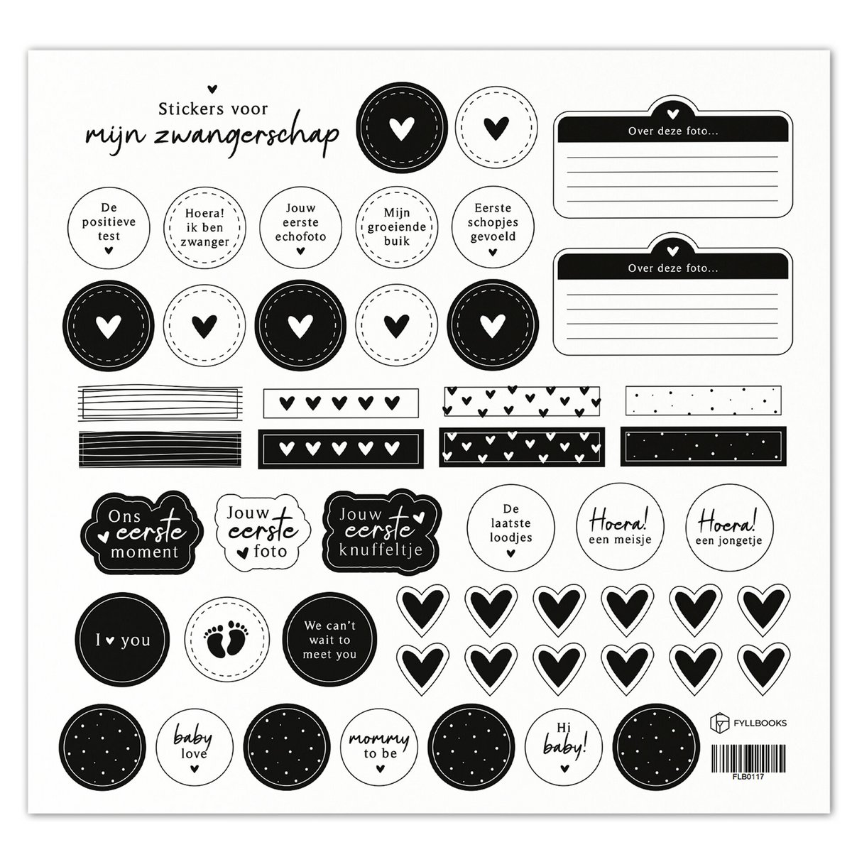 Fyllbooks Sticker sheet My pregnancy - Set 1 - Black and white
