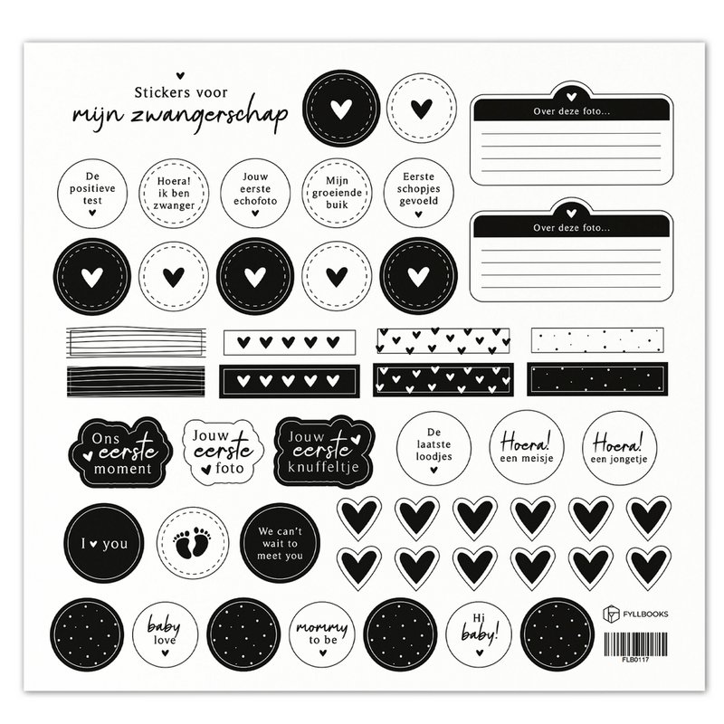 Fyllbooks Sticker sheet My pregnancy - Set 1 - Black and white
