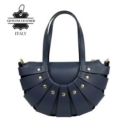 Leather Handbag with Original Design and Studs 58054
