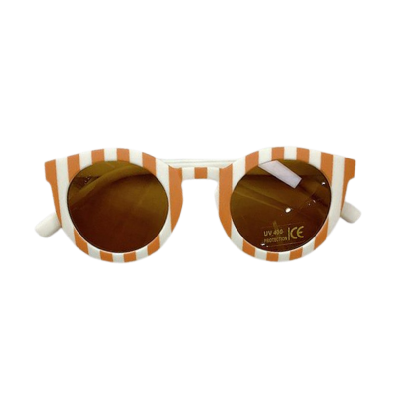 Kindersonnenbrille Streifen | Kinder Sonnenbrillen | Weiß-Orange | Rosa-Orange