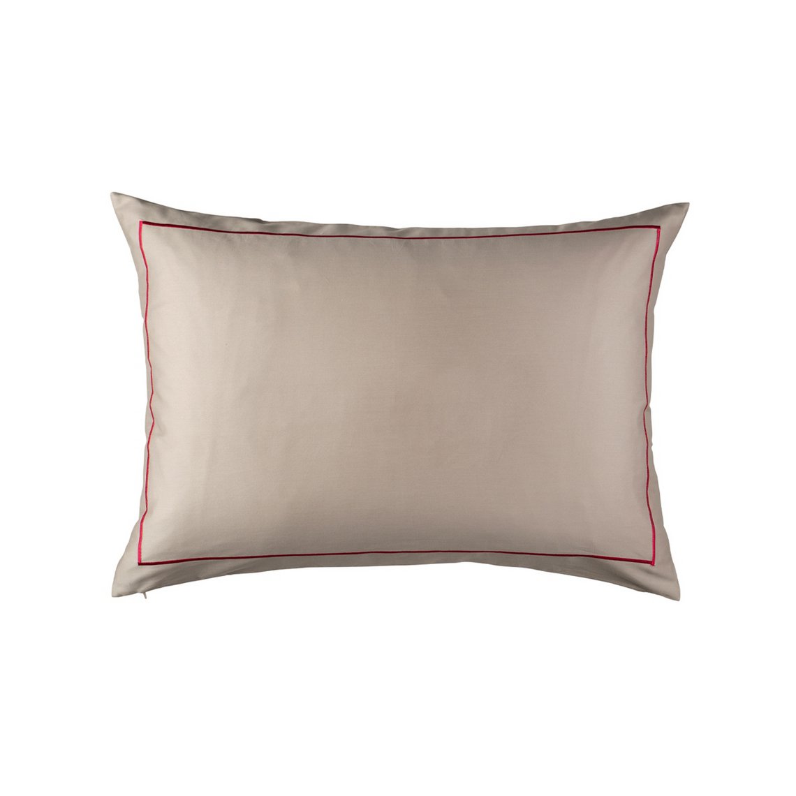 Sateen pillowcase Almond with cyclamen embroidery