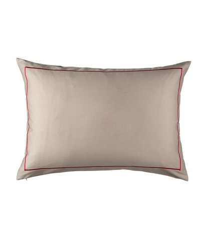 Sateen pillowcase Almond with cyclamen embroidery