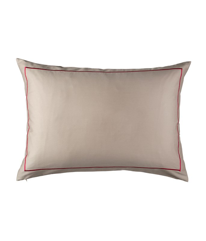 Sateen pillowcase Almond with cyclamen embroidery