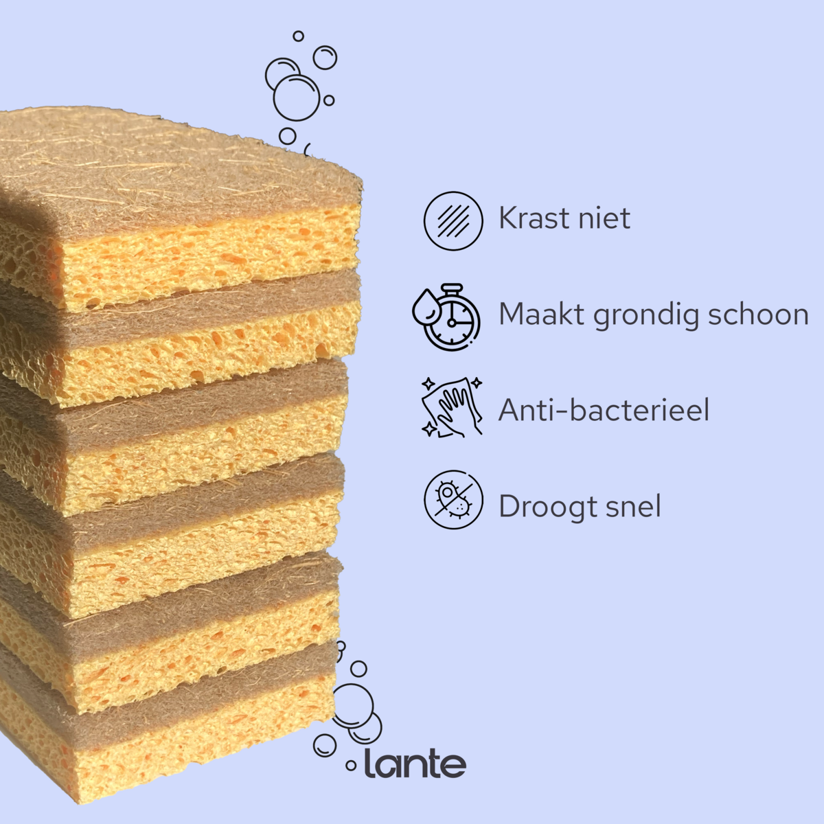 6x Lante natural scouring sponge - eco - coconut sponge
