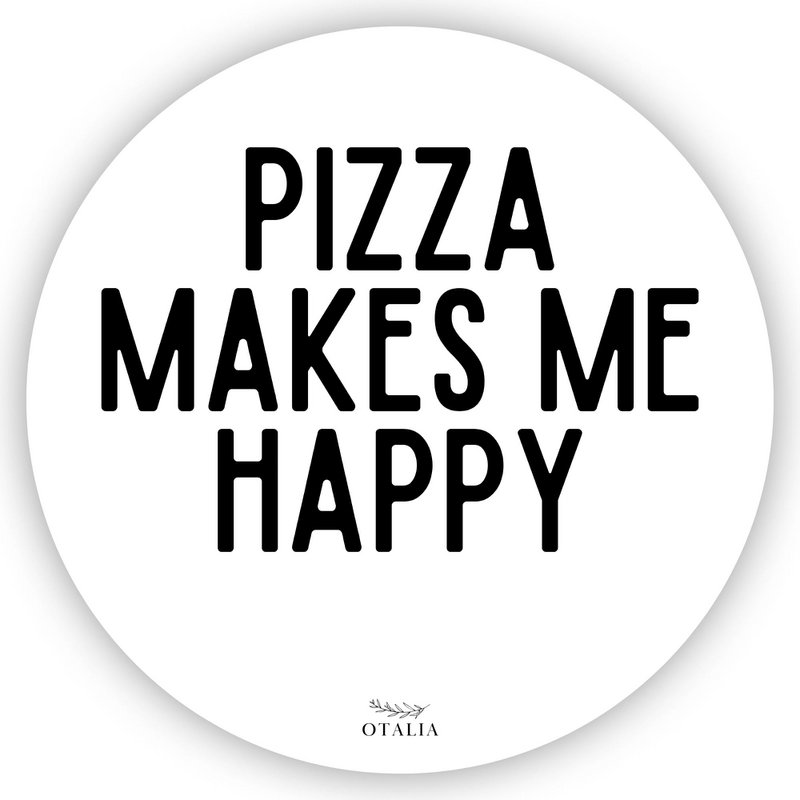 Caja de pizza: la pizza me hace feliz - Decocard