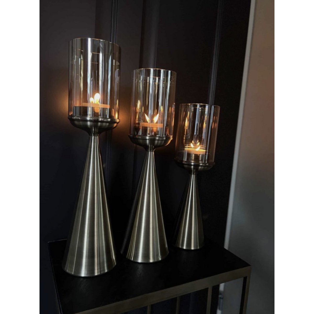 CANDELABRO | VIDRIO | ORO -S-Alto-39CM