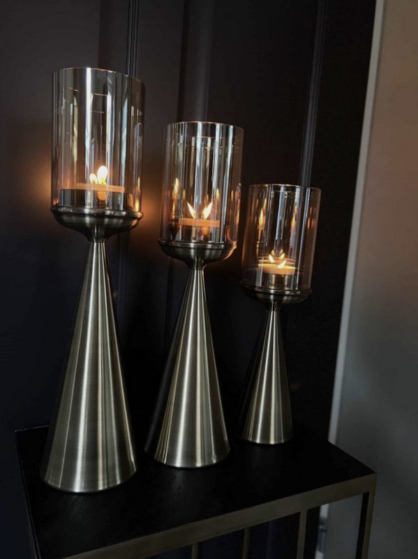 LYSESTAGE | GLAS | GULD -S-Høj-39CM