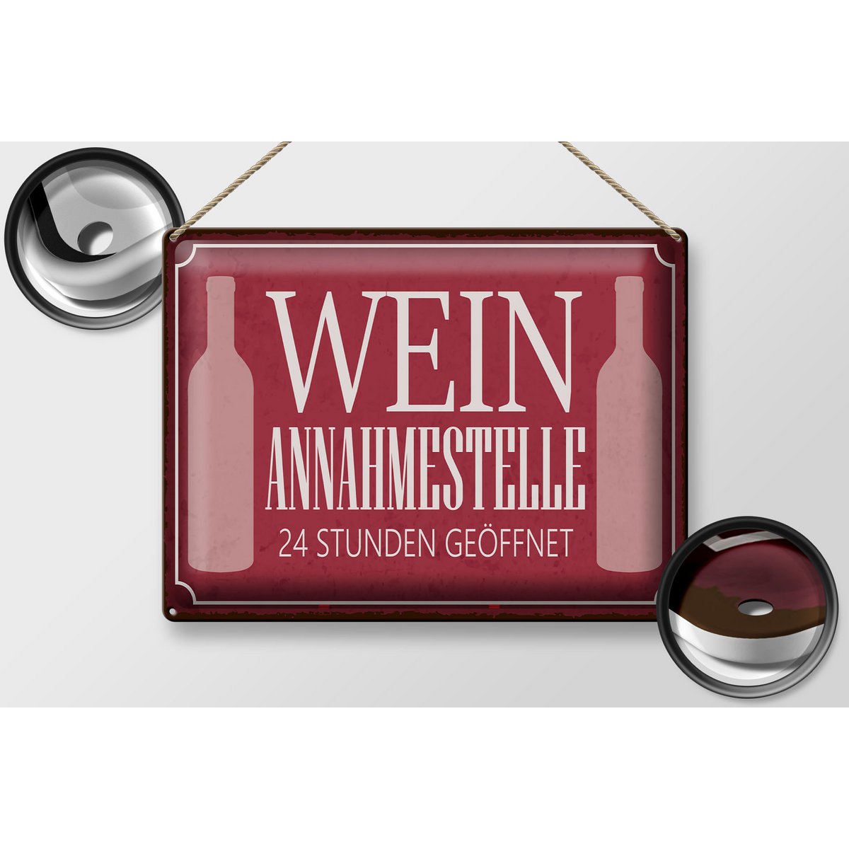 Blikken bord met de tekst 40x30cm wijnacceptatiepunt 24 uur