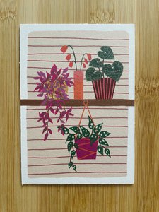 Plank met plantjes kartonnen kaart