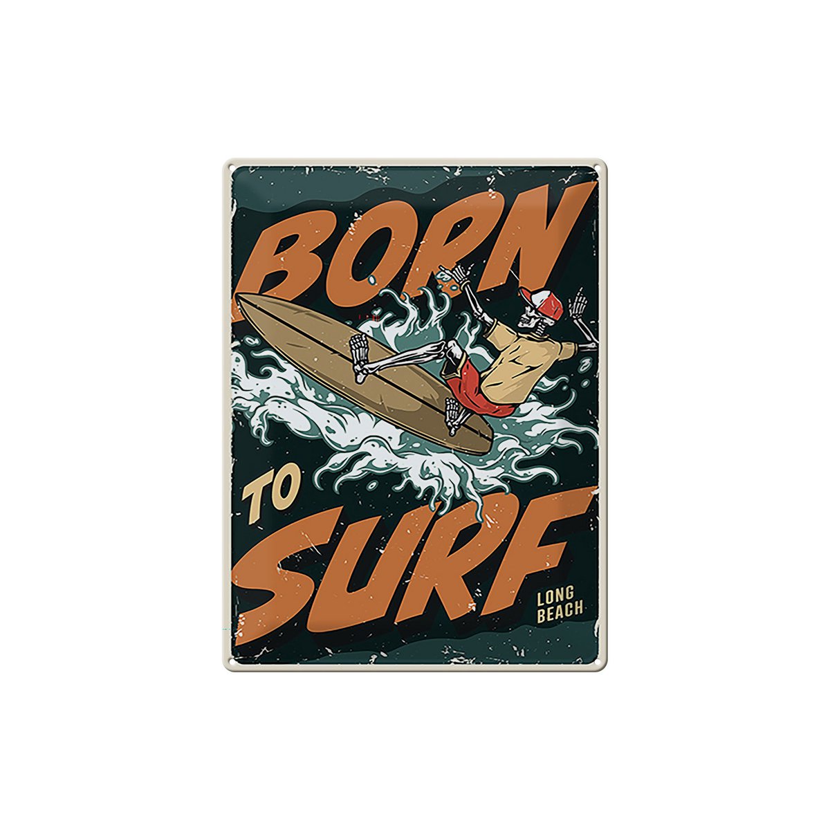Blechschild Surfing 30x40cm Burn to surf long beach Sommer