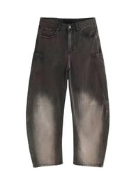 Jeans Balloon Grey In Cotone 100% – Fit Wide Leg Distressed Vintage