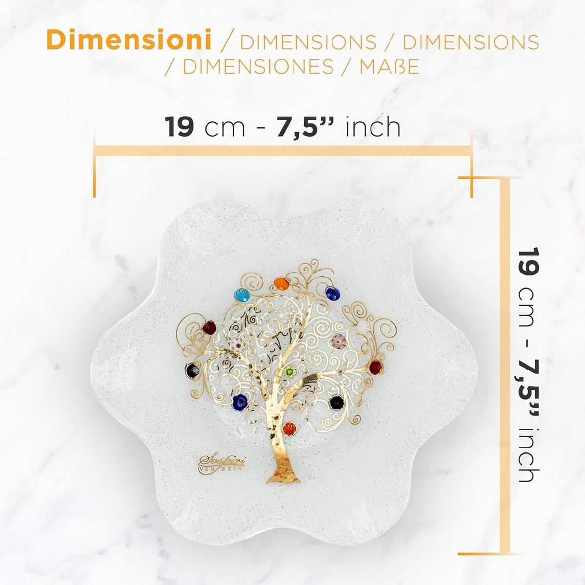Murano Glass Flower Bowl, Geschenkidee, goldene Baumdekoration und Murano Murrine