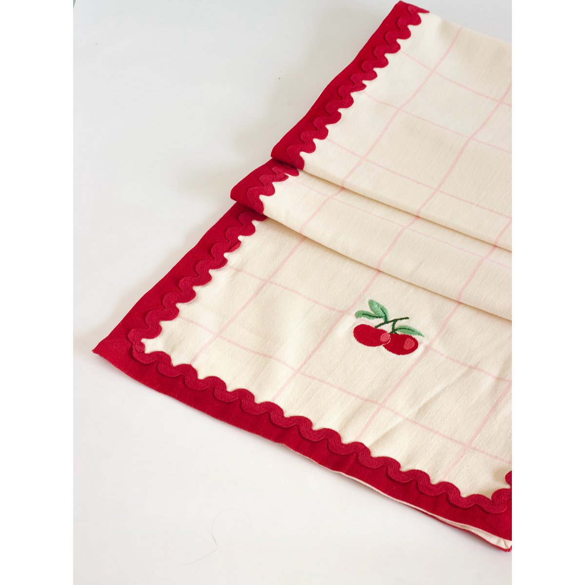 Cherry Crush Embroidered Runner