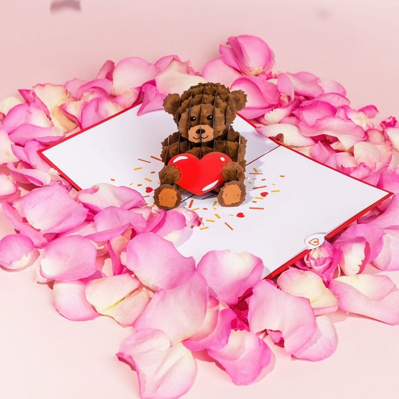 Teddybeer met hart pop-up kaart
