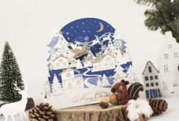 3D Pop up julekort med julescene