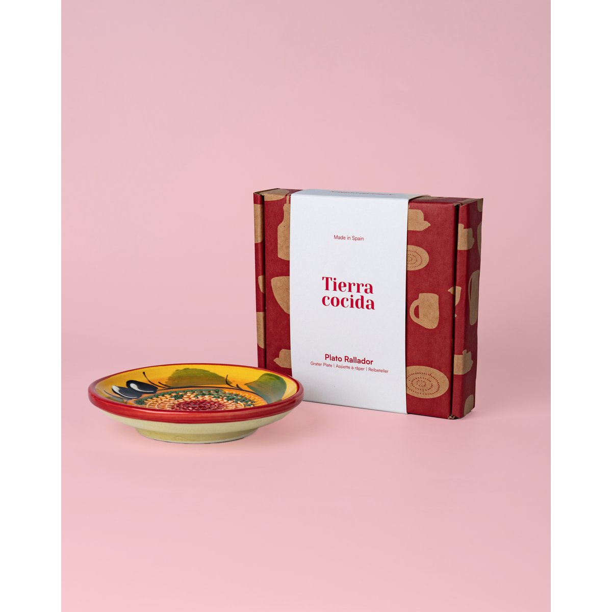 Rallador Plato de Cerámica Vintage Española - Rojo Pequeño - Provenzal