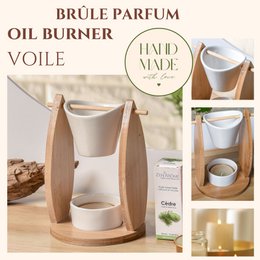 Parfumebrænder Naturea-serien – slør – smeltende og duftende voks – Bambus og keramiklys – duft til hjemmet – gaveidé