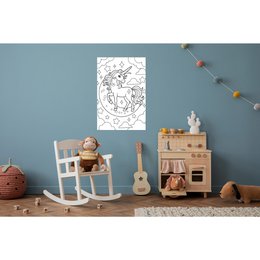 Paintable self-adhesive poster - unicorn and stars