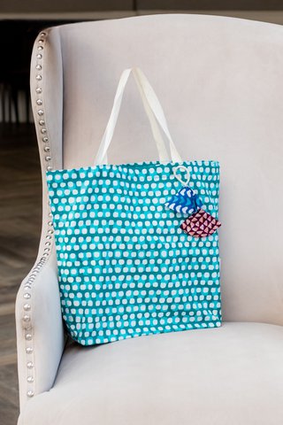 Stoff Geschenktüten Tote Style - Batik Kollektion - Teal / Squares