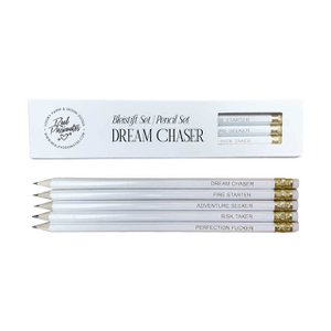 Pencil set "DREAM CHASER", 5 pieces, white/gold