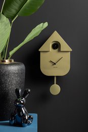 Wandklok Modern Koekoek Metallic