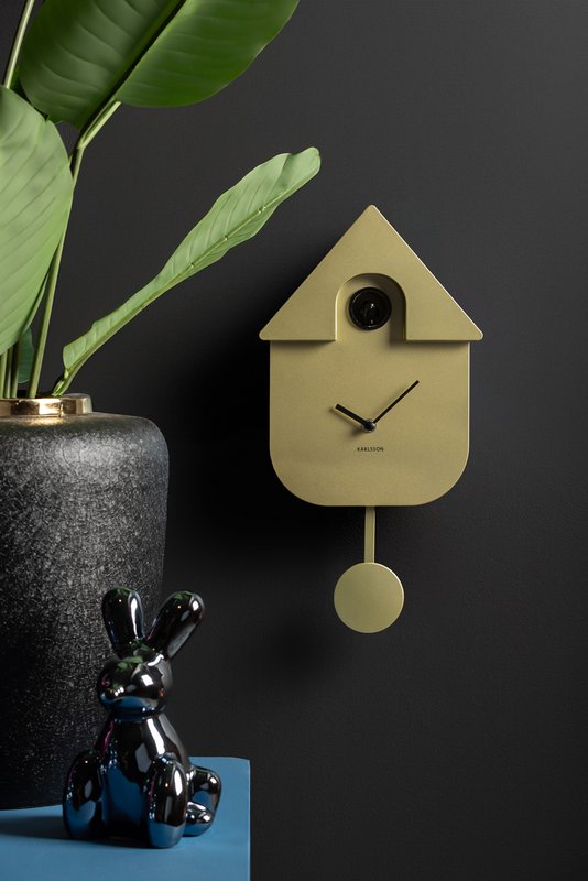 Wandklok Modern Koekoek Metallic