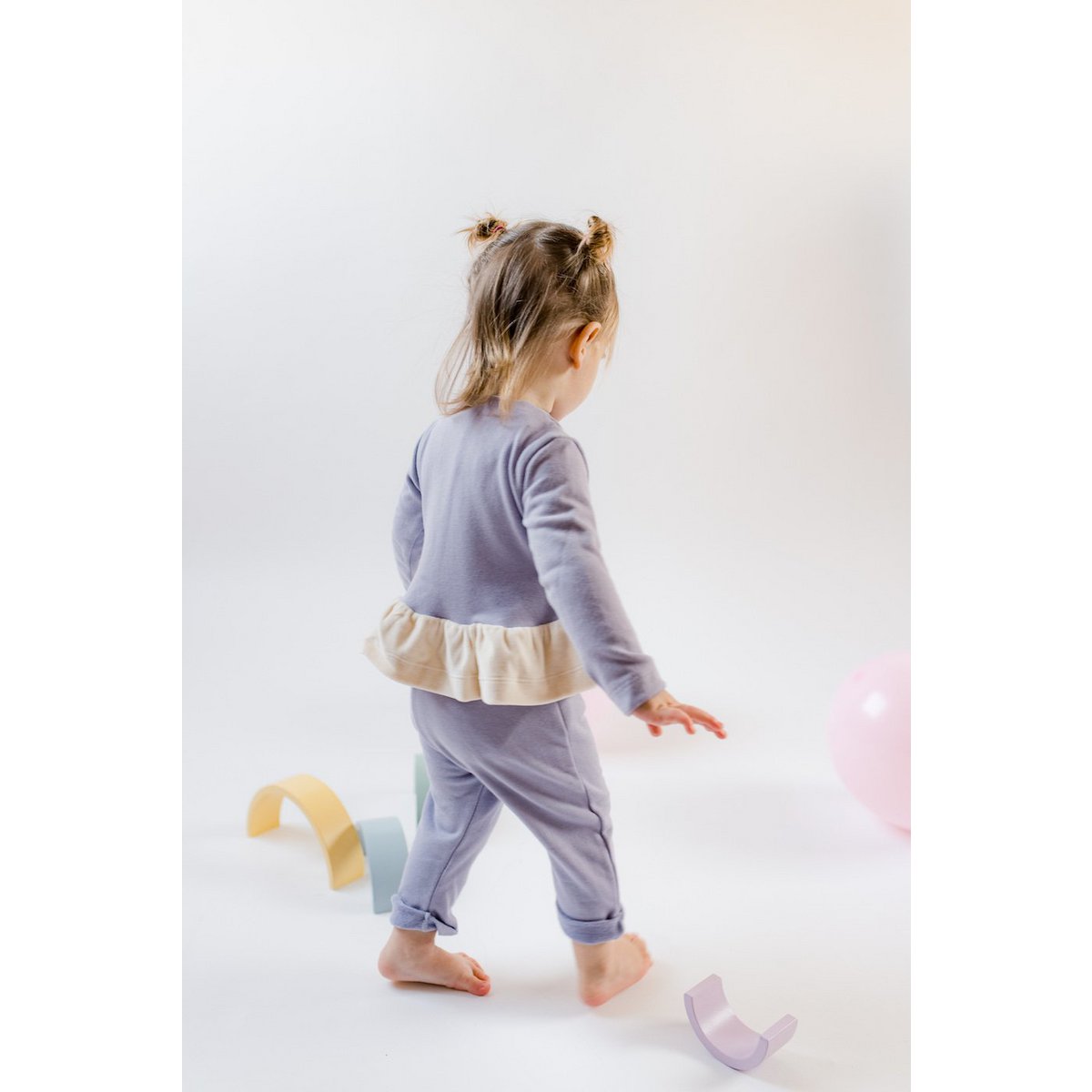 Sustainable Cute High Waisted Baby Trousers Purple | 100% GOTS certified organic cotton