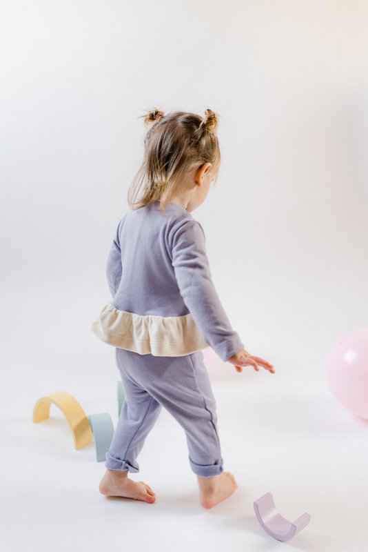 Sustainable Cute High Waisted Baby Trousers Purple | 100% GOTS certified organic cotton