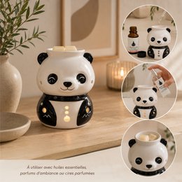Brûle-Parfum Panda en Céramique Peinte à la Main – Diffuseur Huiles Essentielles, Cires ou Parfums – 12,5 cm – Ambiance Cocooning Zen – Objet Déco Mignon & Bien-Être