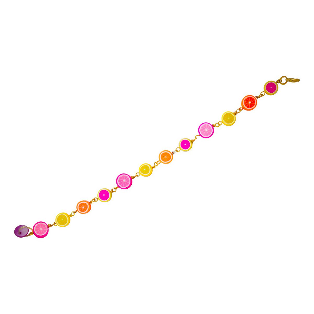 Citrus Bracelet, Lemon Orange Pink Grapefruit Charm Bracelet, Beaded Bracelet | by Ifemi Jewels