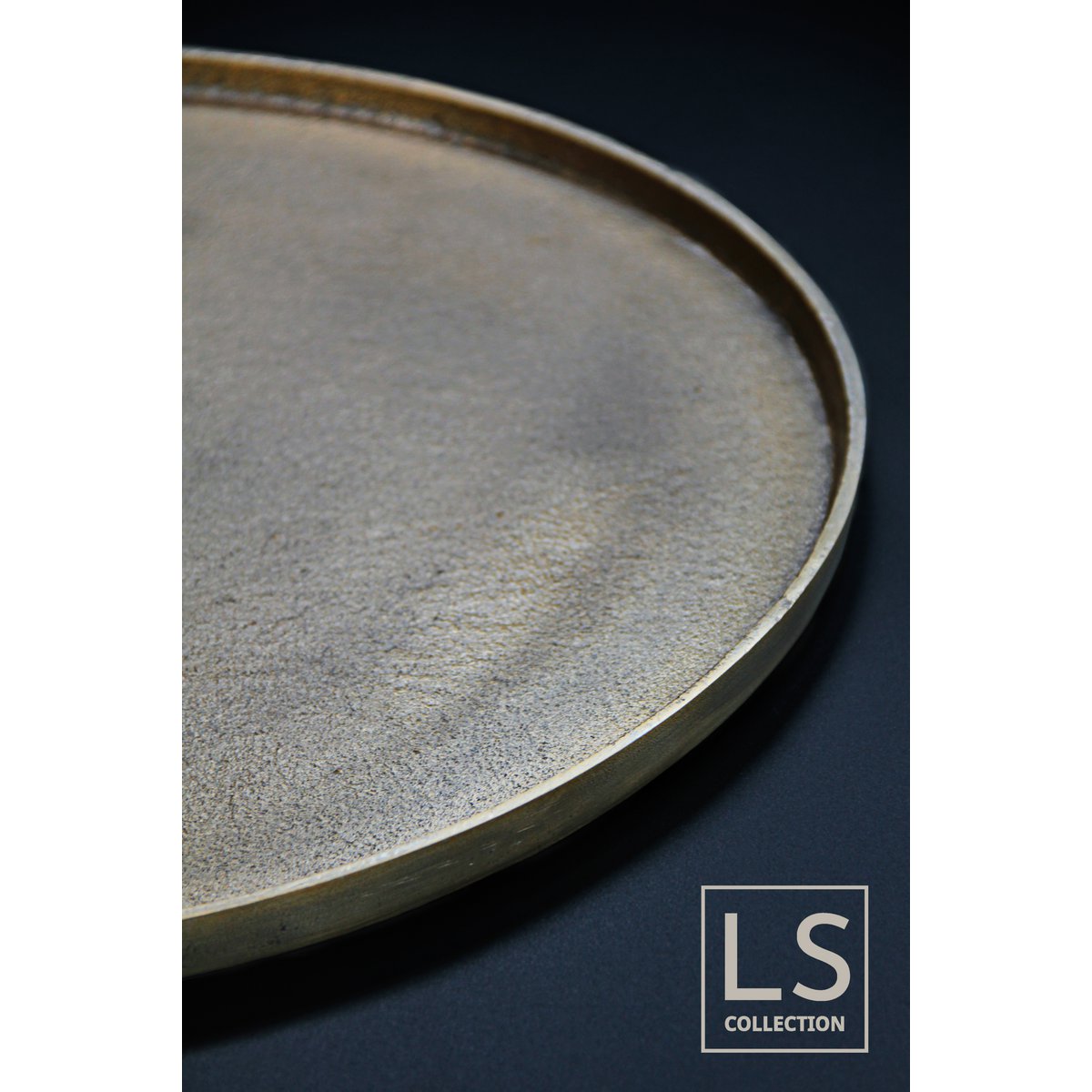 LS Collection® - Tablett - Metall - Skala - Antike Gold - Bronze - Runde 45 cm - Dekorative Accessoires - Japandi - Hauszubehör - Heimdekoration