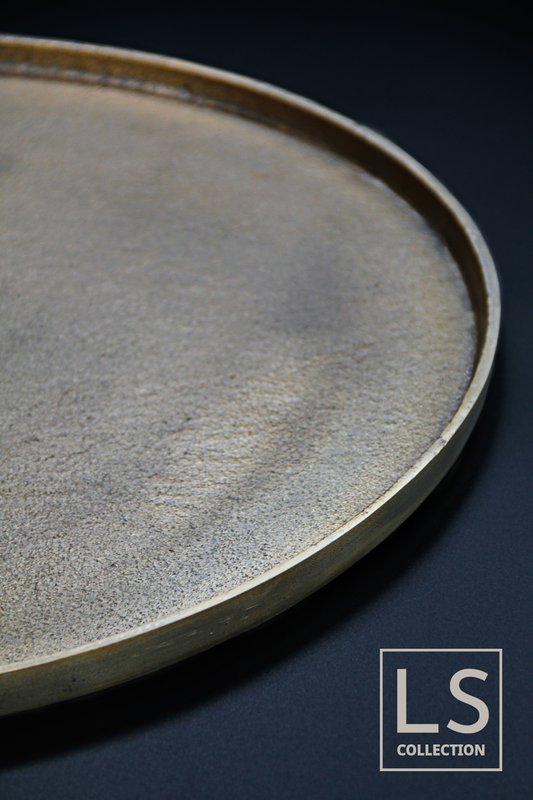 LS Collection® - Vassoio - Metal - Scala - Oro antico - Bronzo - Round 45 cm - Accessori decorativi - Japandi - Accessori per la casa - Decorazione per la casa