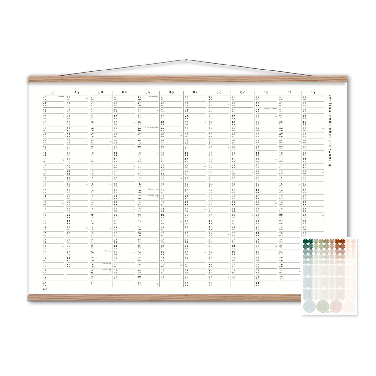 Kalender met zelfklevende stippen 2027 - A2/A1