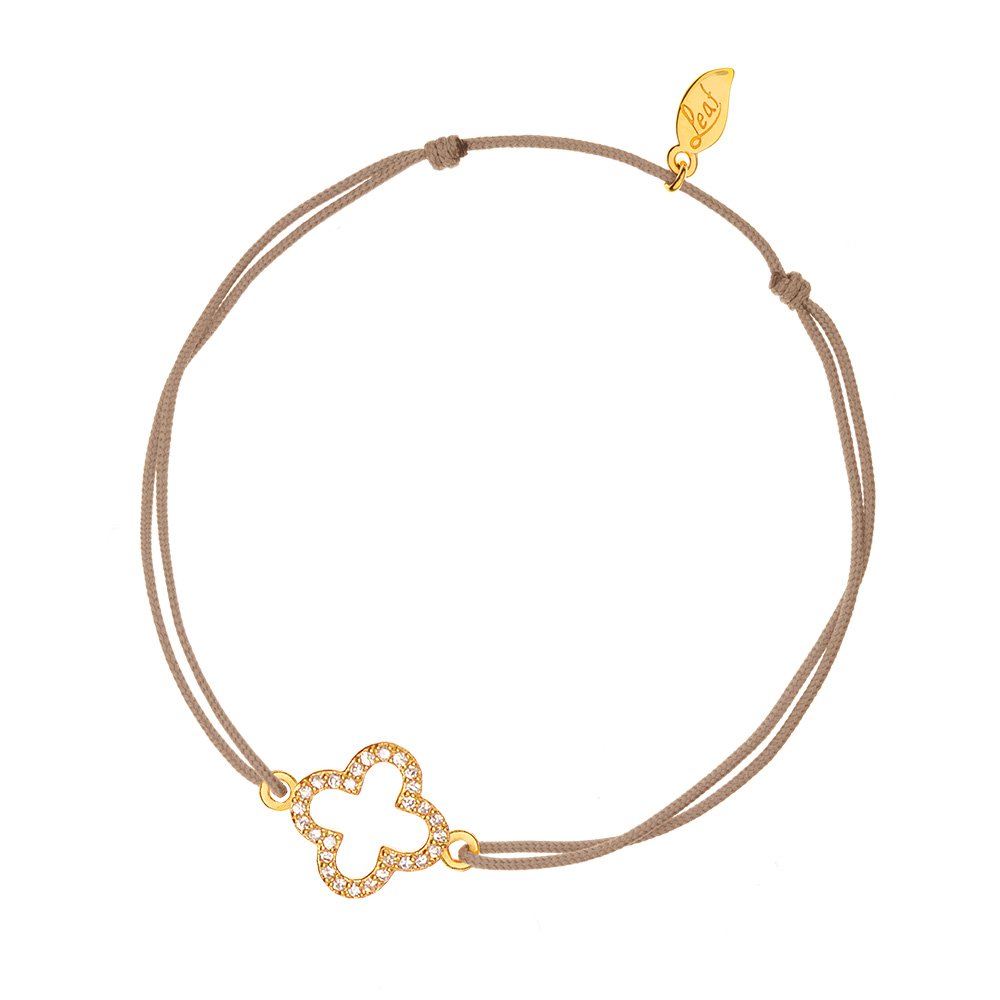 Lucky clover bracelet, zirconia, 18 K yellow gold plated