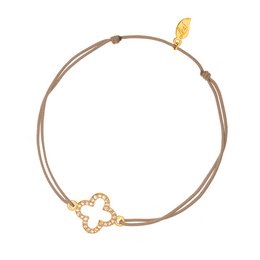 Bracciale trifoglio portafortuna, zirconi, placcato oro giallo 18 carati