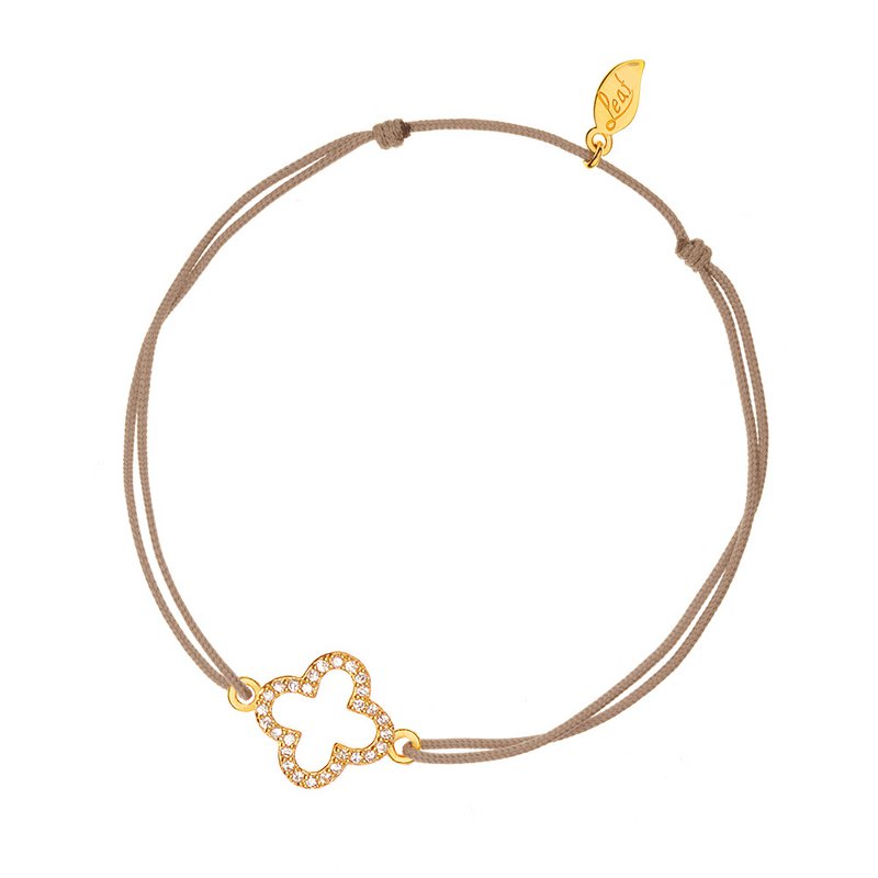 Lucky clover bracelet, zirconia, 18 K yellow gold plated