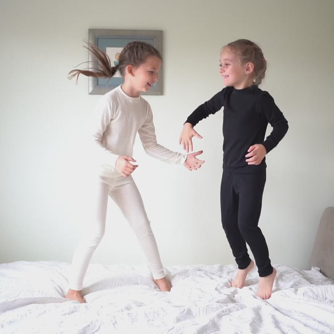 Kinderen merinowol met ronde hals en lange mouwen, naturel 160 g/m²