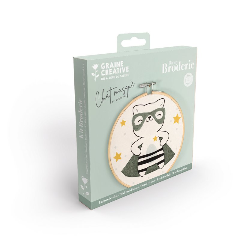 SET DA RICAMO GATTO Ø15CM