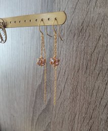 18K gold plated earrings with light amethyst crystal balls