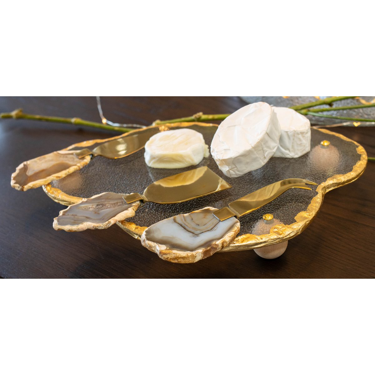 Service à fromage pierre agate beige - lot de 3