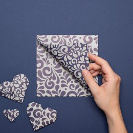 Hessisches Origami Papier "Bembel" zum Weihnachtsdeko Basteln - Zweiseitiges Bastelpapier in Grau und Blau aus Recyclingpapier